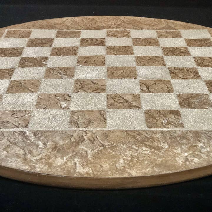 Concrete Resurrection Studios - Vente Jeux de société - Échiquier rotatif en béton texturé en pierre pour usage intérieur ou extérieur