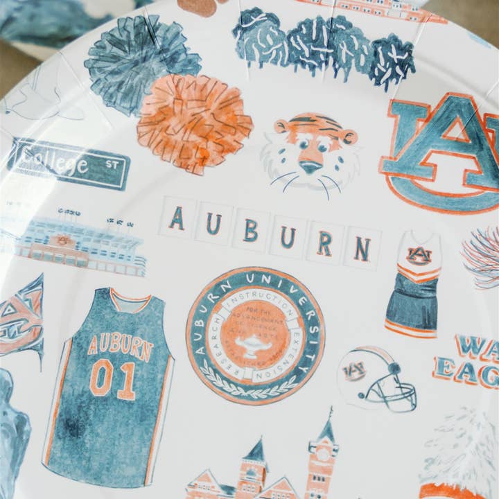 Gracefully Made Art - Wholesale Disposable Plate - Auburn University Paper Plate Pack1