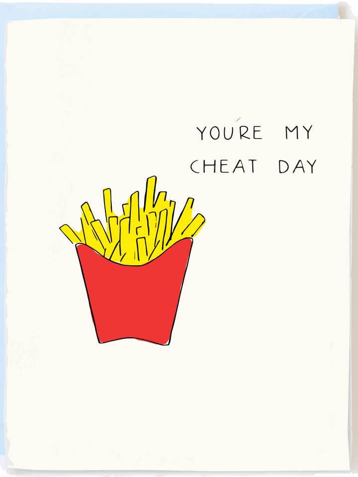 Funny Love Card – Cheat Day French Fries Anniversary for wholesale by Pop + Paper
