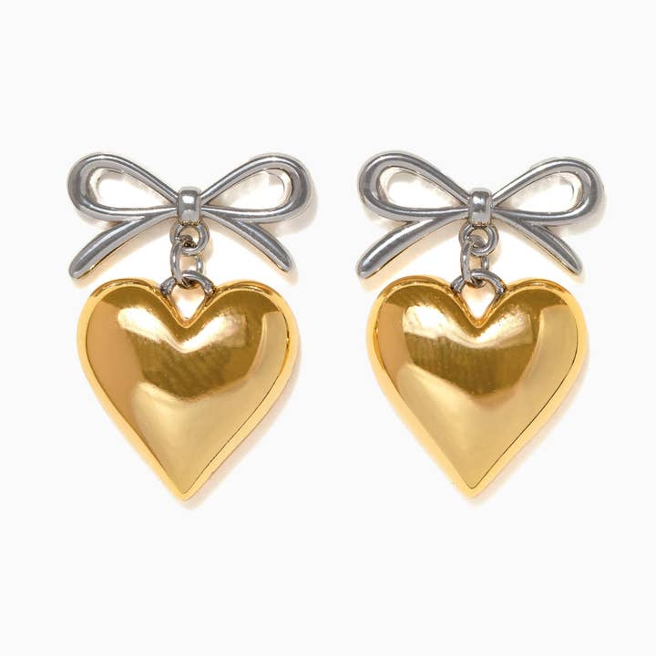 Take My Heart tvåtonade dinglande örhängen för wholesale av Girls Crew