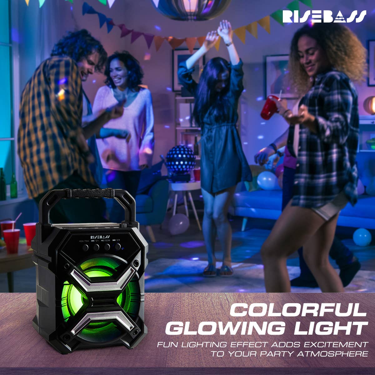 RISEBASS - Wholesale Speakers - RISEBASS Portable Speaker with Party Lights6