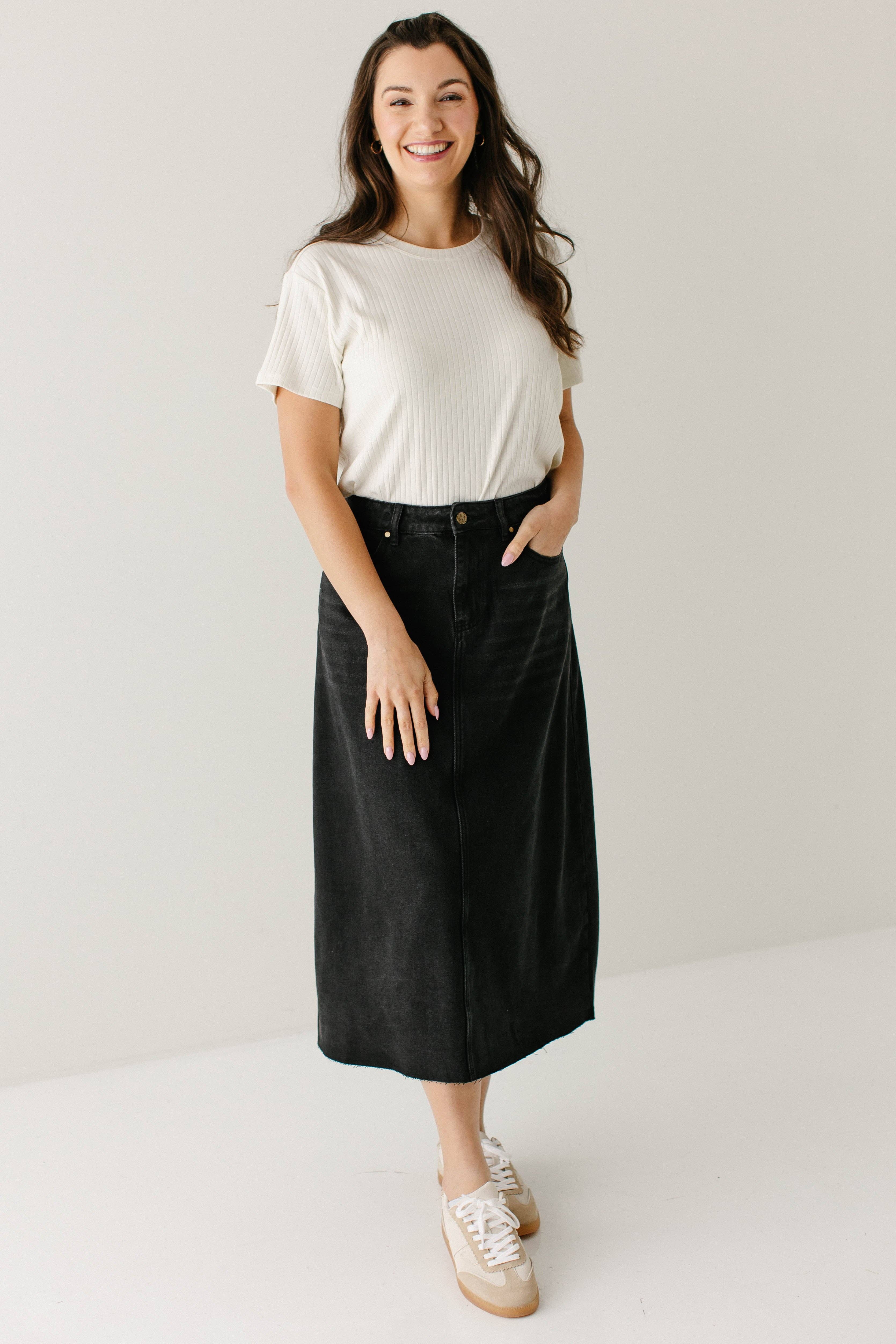 The Main Street Exchange - Wholesale Rok - Dames - 'Brooke' A-lijn denim midirok6