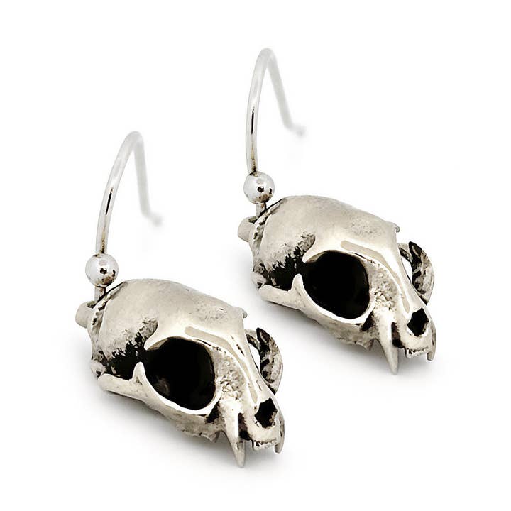 Domestic Cat Skull Earrings for wholesale by Fire & Bone