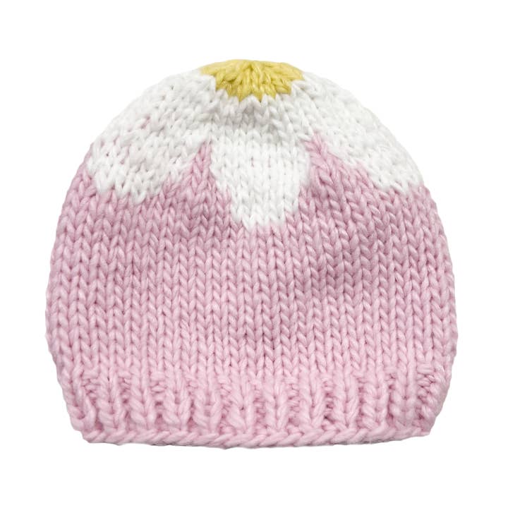 Flower Hat Pink White Baby Kid Girl Beanie Fall Accessories for wholesale by Figgy Friends