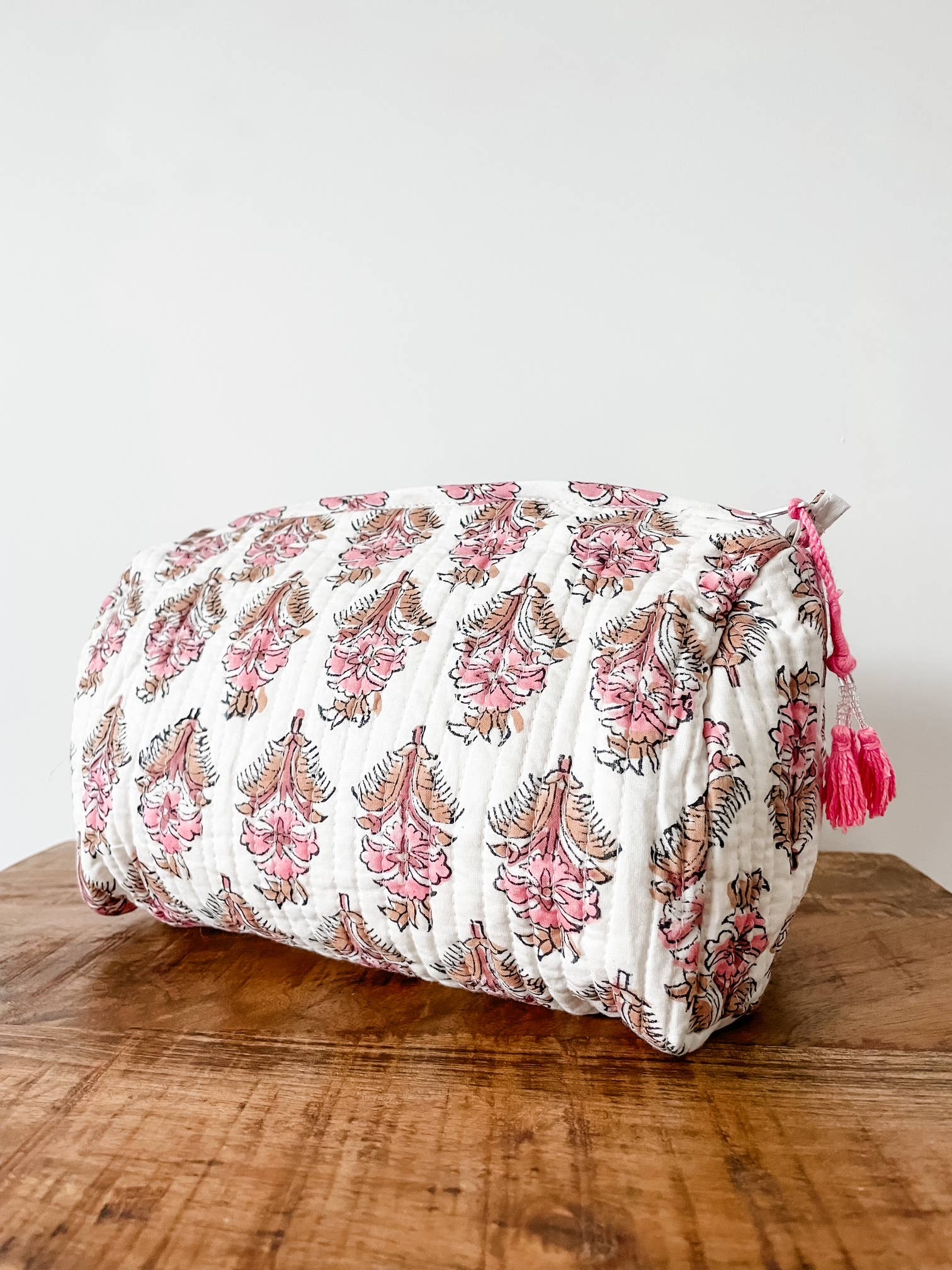 Kalyana Textiles - Vendita all'ingrosso Borsa per trucchi/cosmetici - Astuccio con Stampa a Blocchi Rose Booti2