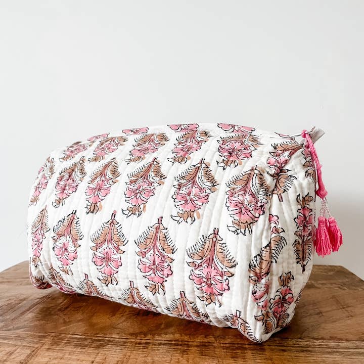 Kalyana Textiles - Wholesale Makeup/Cosmetic Bag - Rose Booti Block Print Pouch2