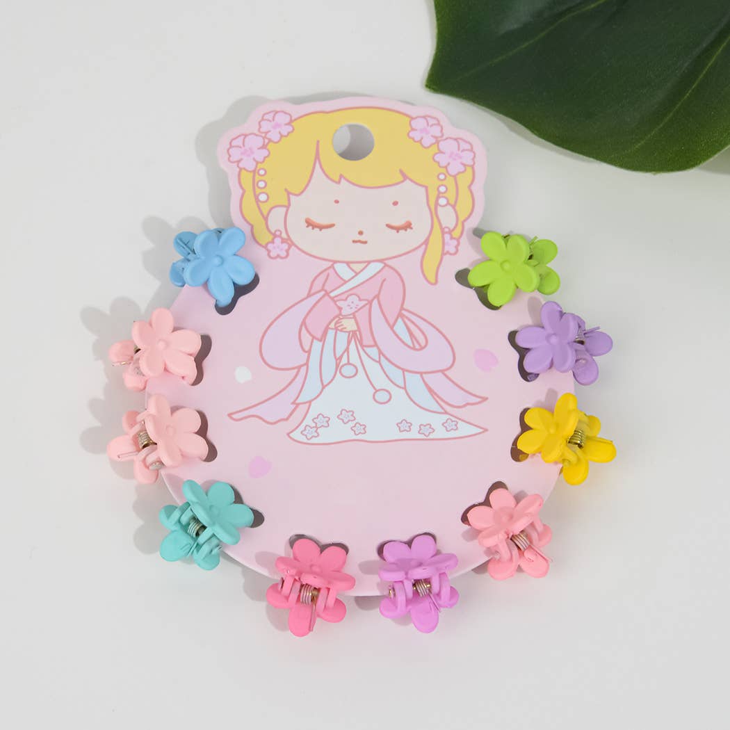 SoapElenGlen - Wholesale Hair Clip - Kids - Set Of 10 Small Multicolor Flower Hair Clips3