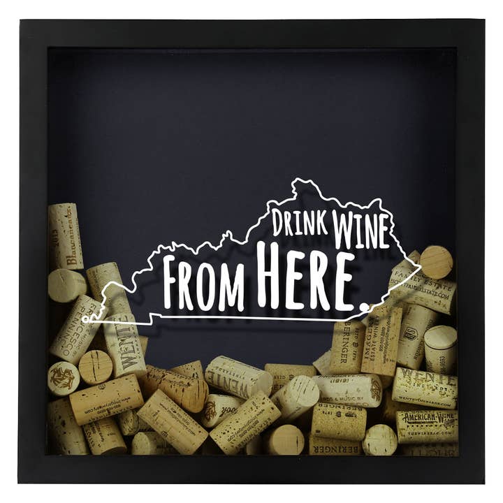 Torched Products - Wholesale Sign - Drink Wine From Here Beer Cap Shadow Box - Black13