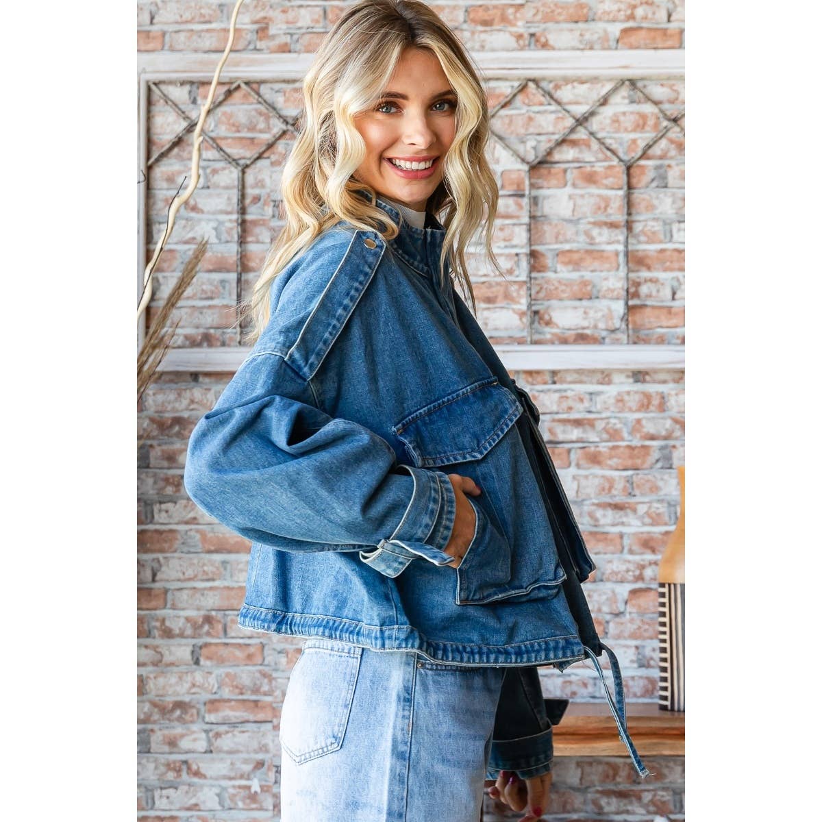 Veveret – Casaco de ganga - Mulher por atacado – Blusão Denim Utility de Bolso Duplo5