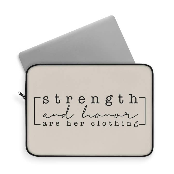 Strength & Honor Women's Laptop Sleeve, Stylish Tech Case for wholesale by Seeds of Truth Designs