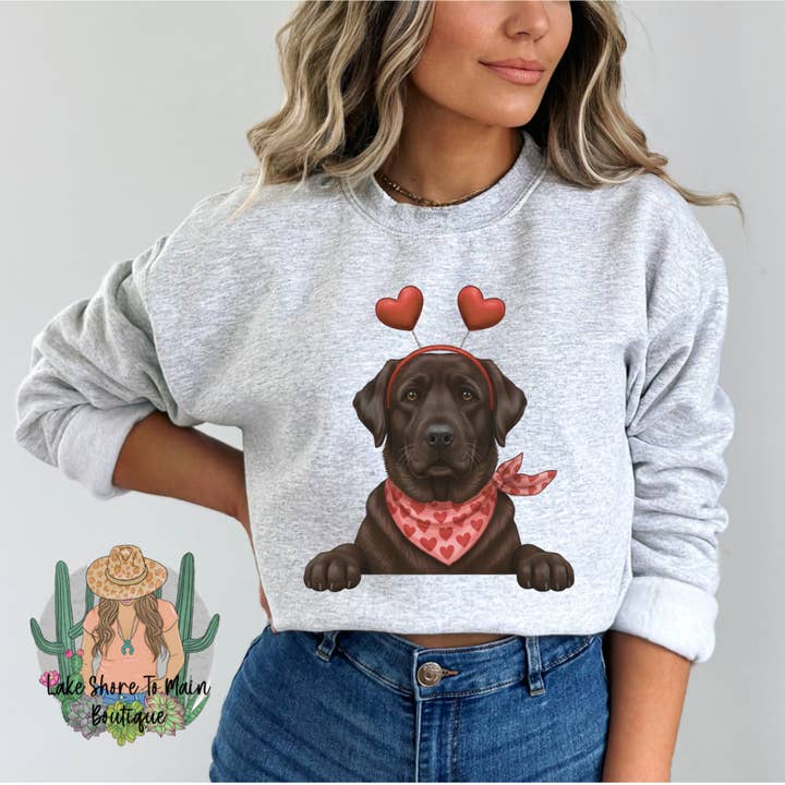 Cute Valentine's day sweatshirt - Valentine Labrador brown for wholesale by Lake Shore To Main