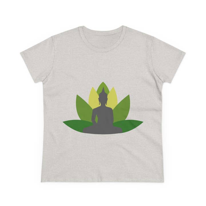 Restored By Nature Company - Wholesale Screen Printed T-Shirt - Women's - Women’s Graphic Tee – Buddha with Lotus Flower – Mid-weight Soft Cotton12