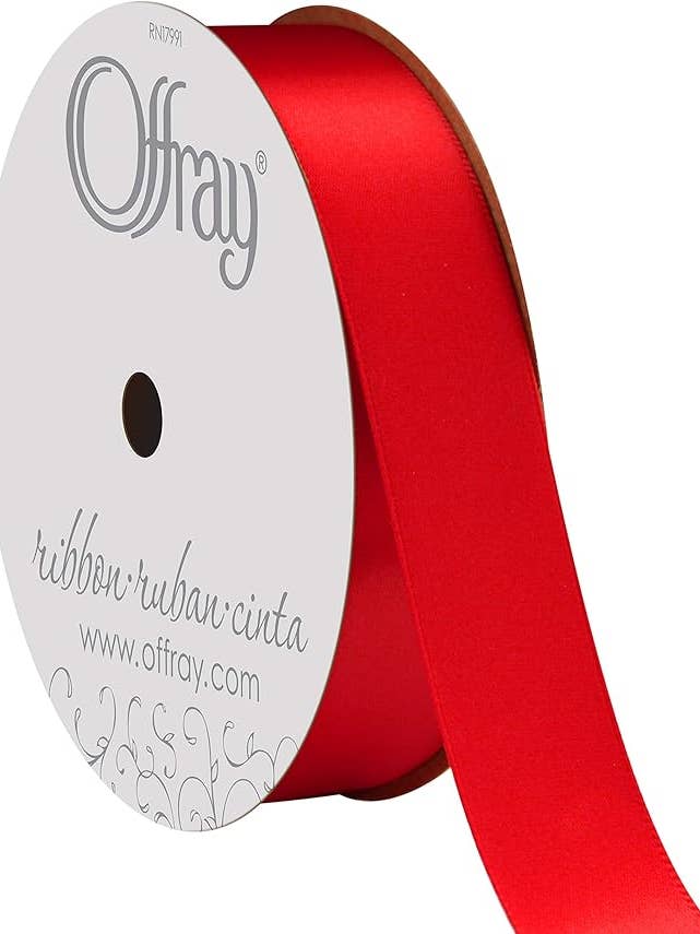 Double-Face Satin Red 7/8" x 20 Yards for wholesale by Berwick Offray Ribbon