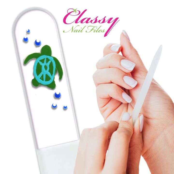 Classy Nail Files - Wholesale Nail File - Sea Turtle Sea Life Ocean Hand Painted Crystal Nail File
