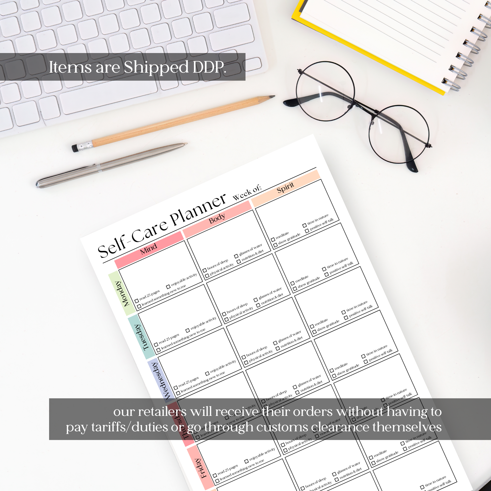 Eleventh and Taylor - Wholesale Notepad - Weekly Self-Care Planner: 50 Page Tear-Off Notepad3