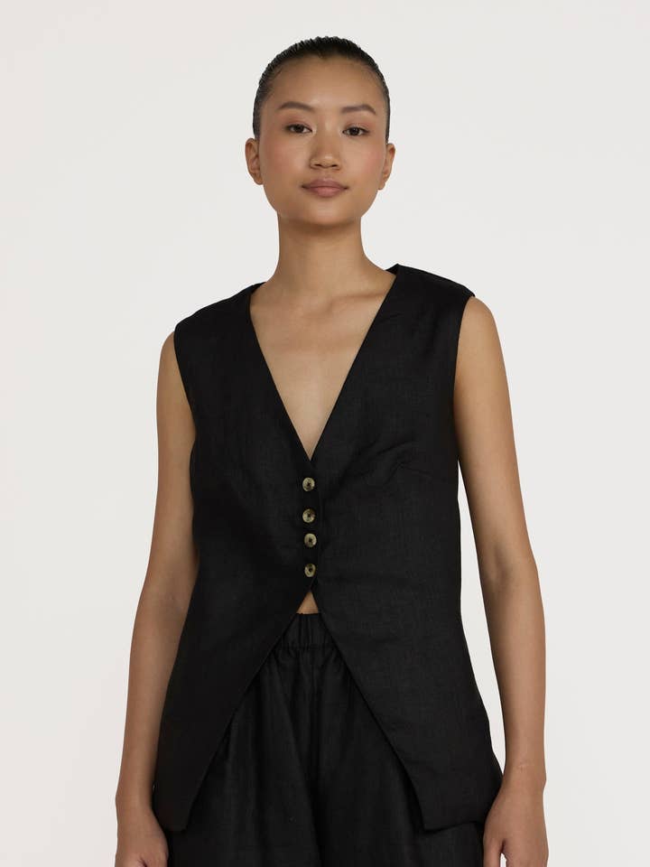 Longline Vest - Black for wholesale by LAUDE the Label