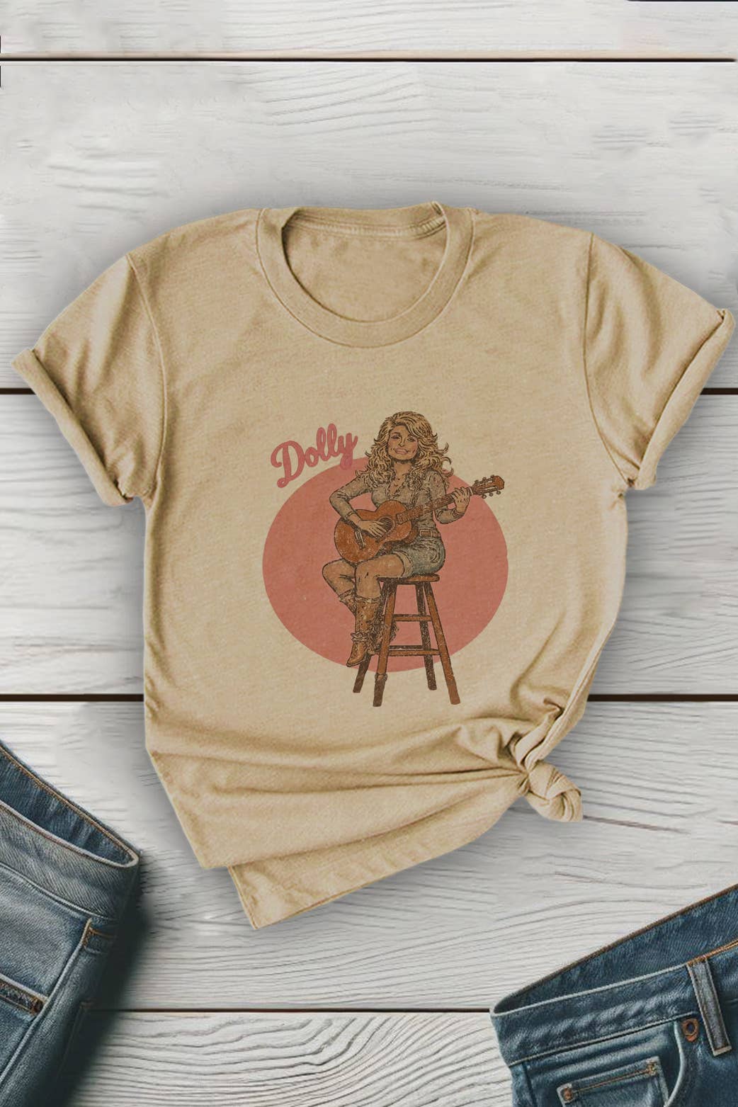 Top Avenue – wholesale Grafisk T-shirt - Unisex – Dolly-inspirerad country unisex t-shirt med rund hals7