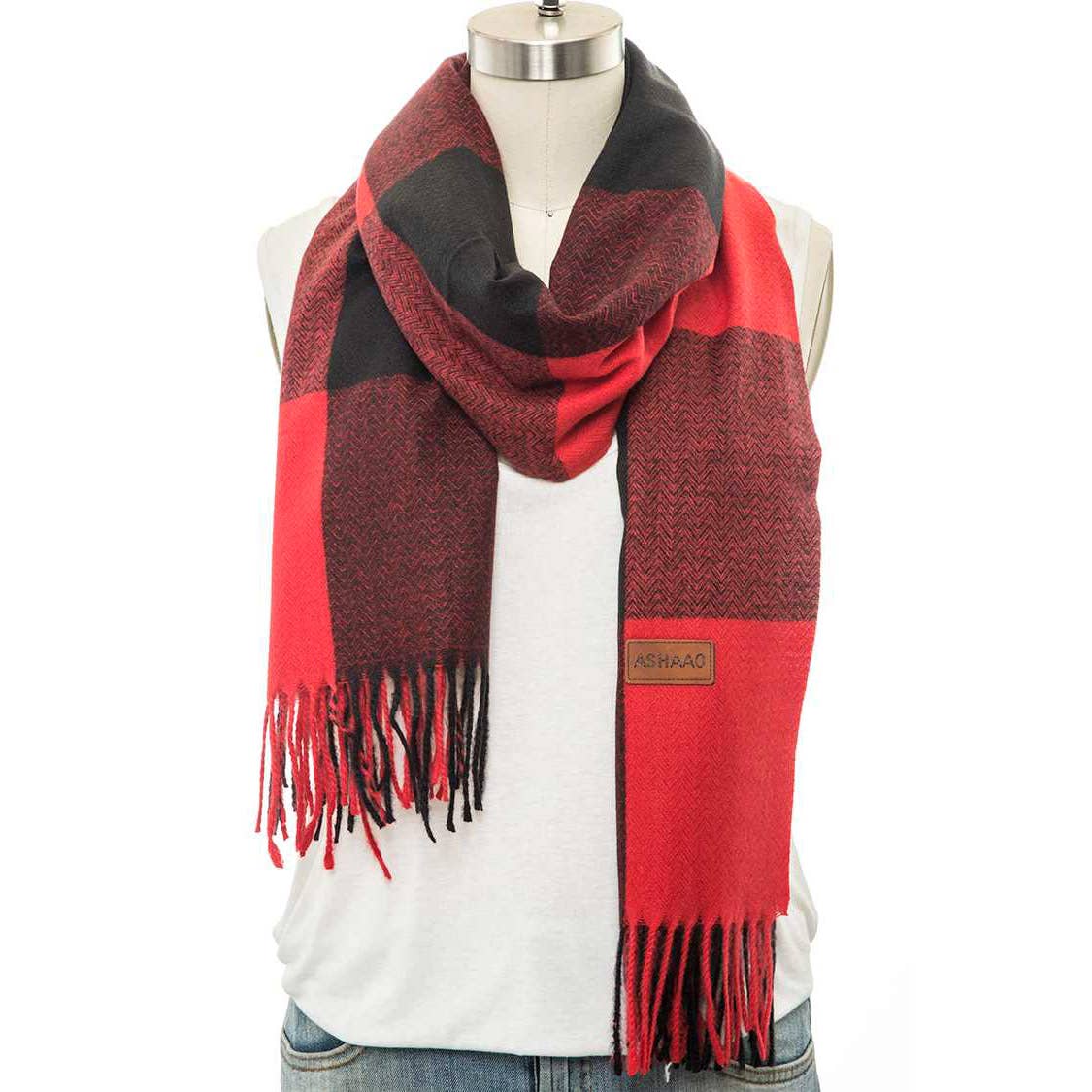 Artini Accessories - Venta al por mayor Bufanda - Mujer - Bufanda de mezcla de cachemira con estampado a cuadros8