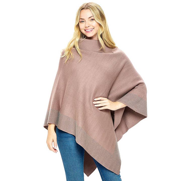 Sophisticated Edge Line Spreding Rhinestone Poncho for wholesale by Diacly
