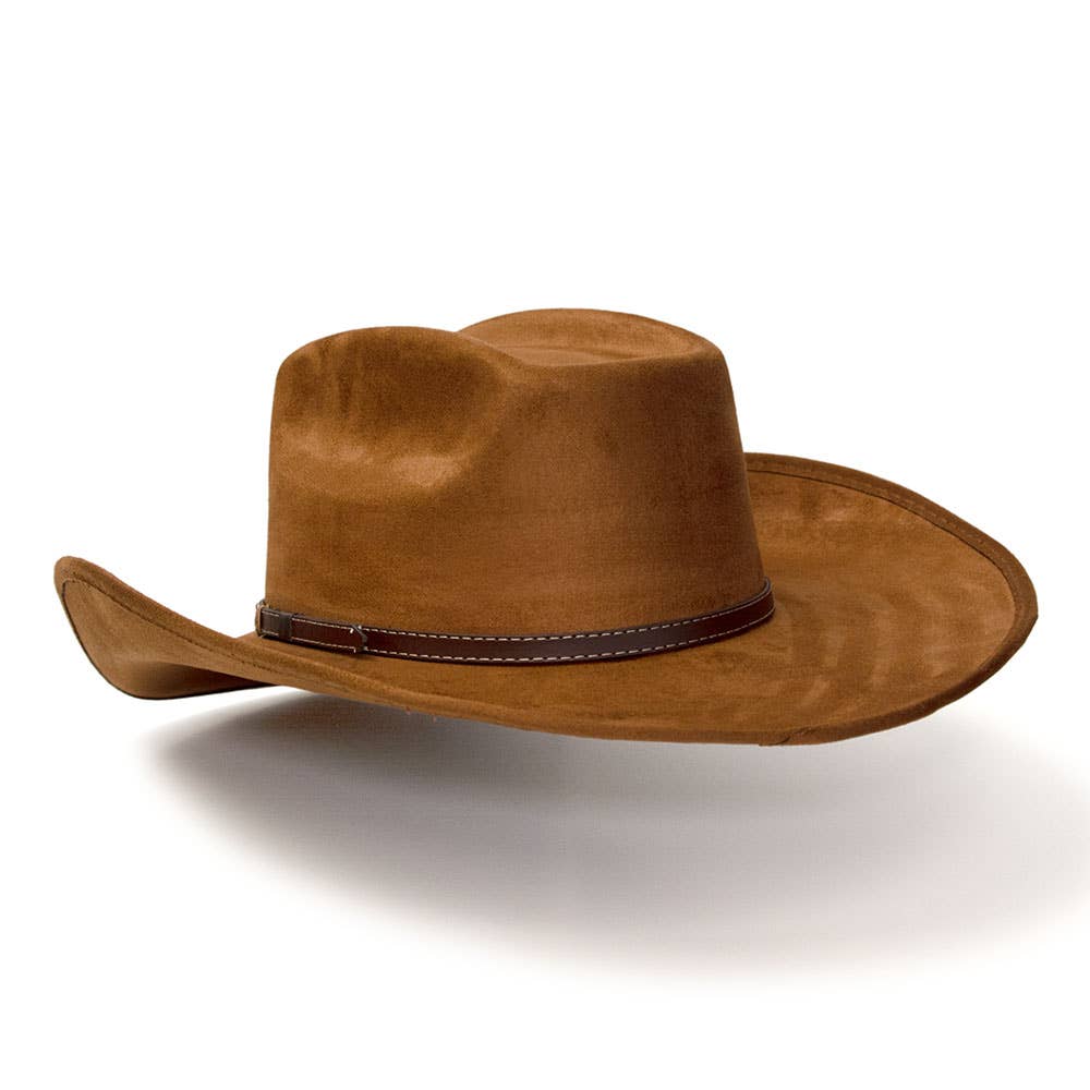 Western Express - Vendita all'ingrosso Cappello da cowboy - Unisex - Cappello da mandriano western in camoscio color terra di Siena bruciata con fascia in pelle2