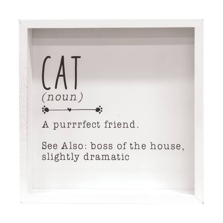 Cat Definition Framed Box Sign for wholesale by The Hearthside Collection