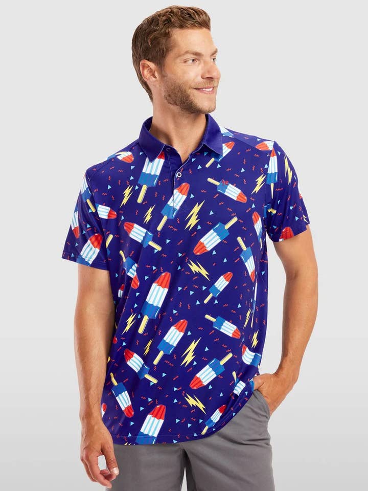 Tipsy Elves - Wholesale Polo – Men’s - Grand Finale Golf Polo Shirt - Men's Patriotic Golf Apparel1