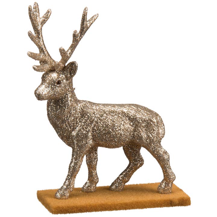 Primitives by Kathy - Wholesale Decorative Figurine - Small Champagne Glitter Deer