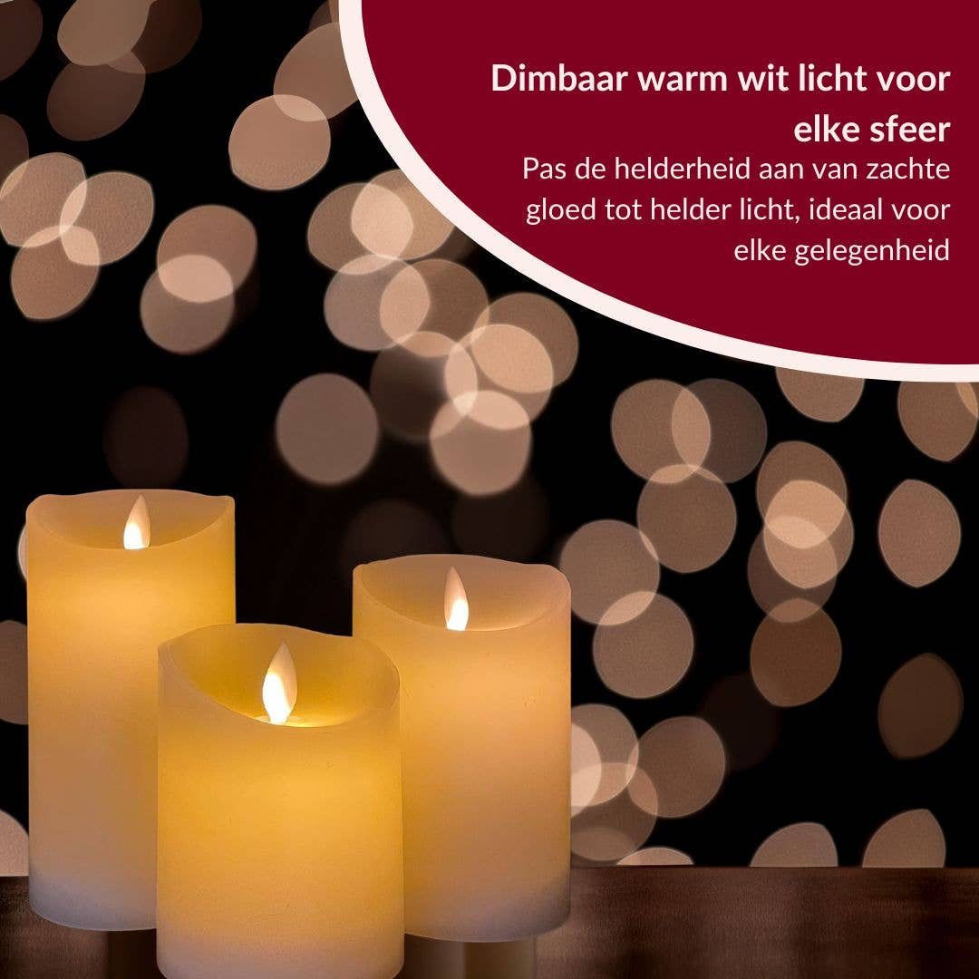 a sunny day – Großhandel Flammenlose Kerze – Wiederaufladbare LED-Kerzen mit bewegter Flamme - 3 Stück4