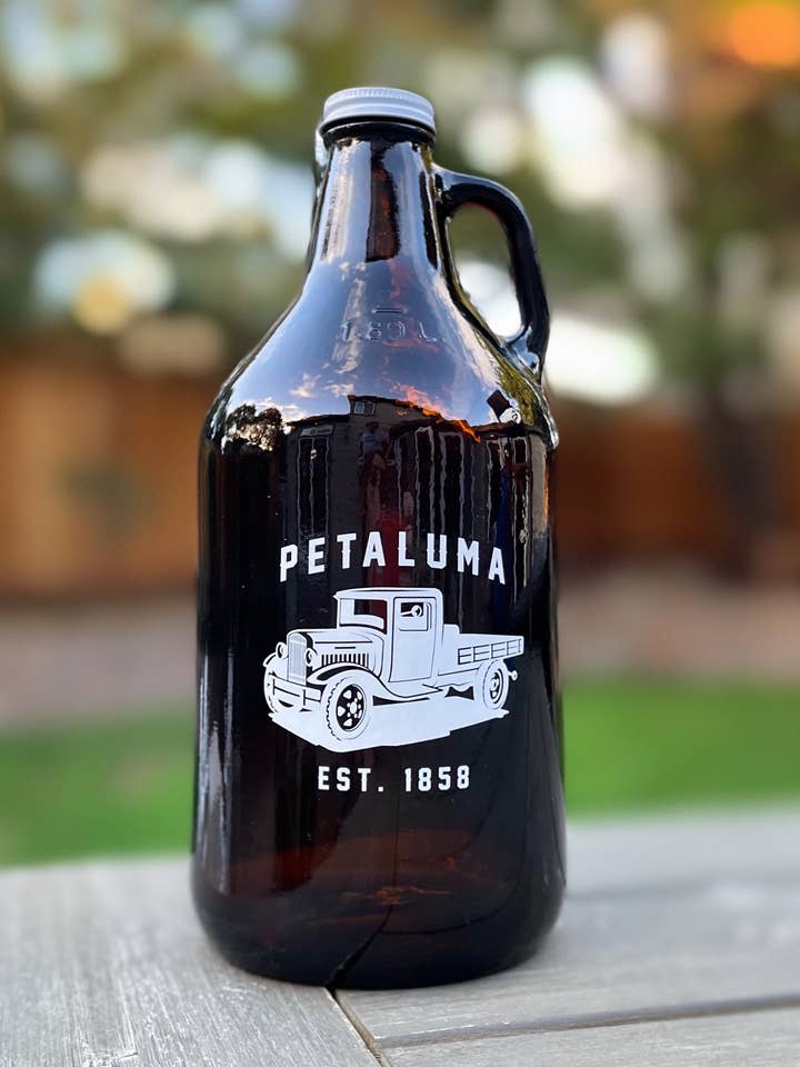 Growler 64oz Amber Glass with Petaluma Truck for wholesale by Luma Vintage