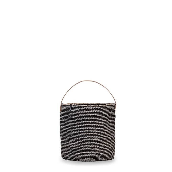 Pamba basket | Grey sisal with handle S for wholesale by Mifuko