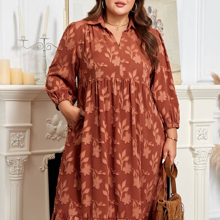 Plus Size Floral Ruffle Hem 3/4 Sleeve Maxi Dress and other Purchase Wholesale plus size fall dresses. Free Returns & Net 60 Terms on Faire trending on Faire.