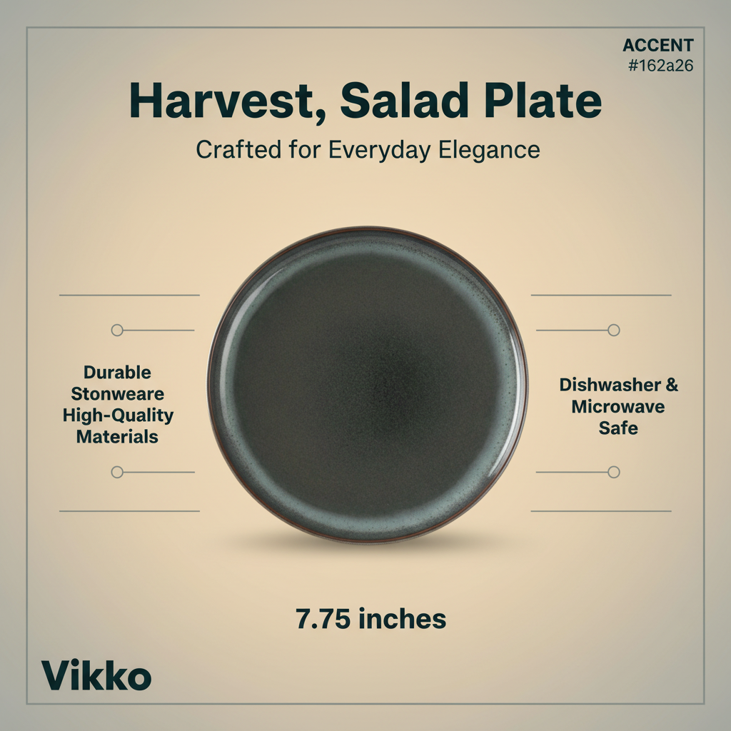 Kadra Kitchenware - Vendita all'ingrosso Piatti da insalata - Vikko - Harvest, Piatto da Insalata, Verde Foresta, 7,75"3