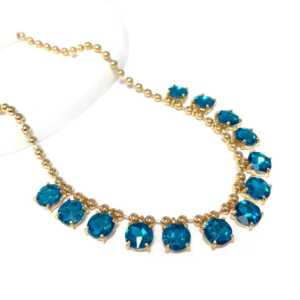 StarryNYC - Wholesale Beaded/Pearl Necklace - Crystal Glass Bead Dangle Station Ball Beaded Chain Necklace34