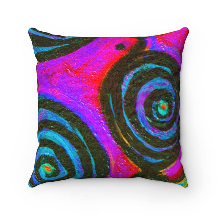 Quadratisches Neonkissen Confetti Frogs Swirl für den Großhandel von Fridge Art Boutique