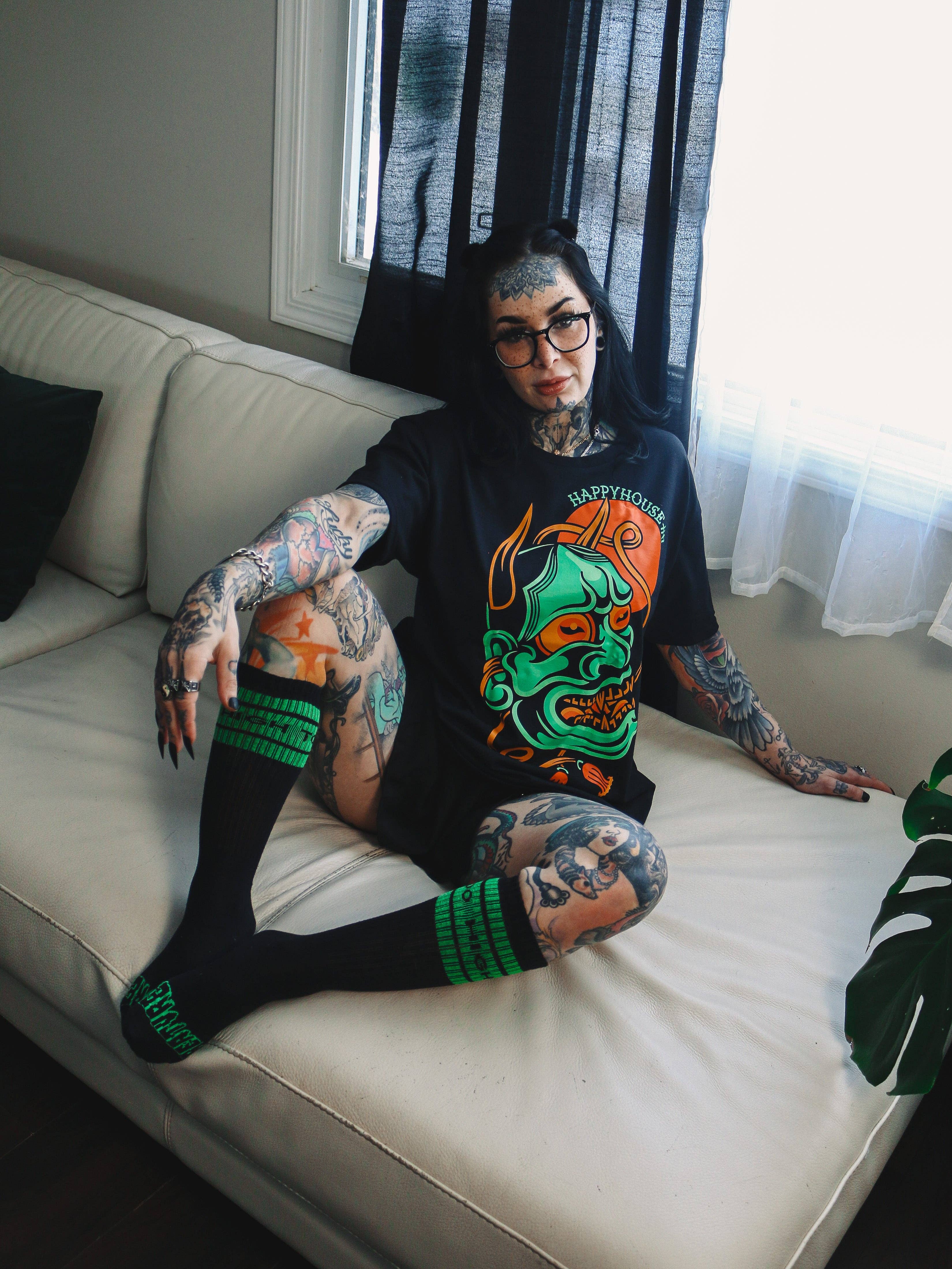 Happy H0use Apparel – wholesale Screen printed t-shirt – unisex – Hannya Mask2