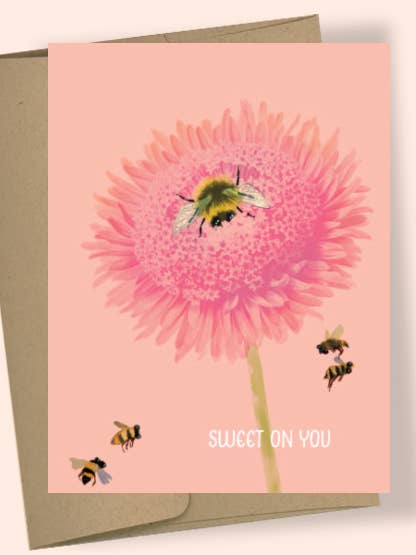 SWEET BEE WATERCOLOR GREETING CARD for wholesale by Studio Masha D'yans
