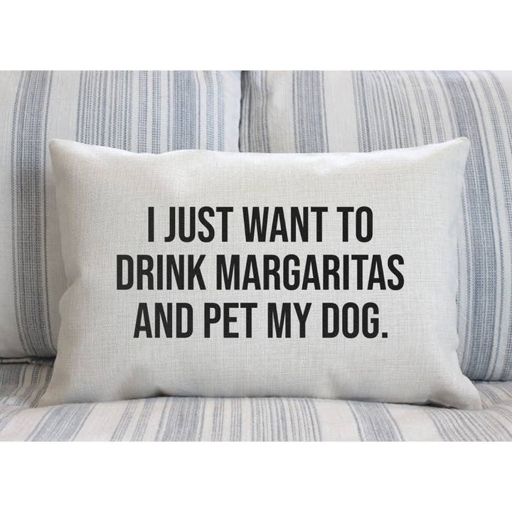 Drink Margaritas and Pet Dog Lumbar Pillow for wholesale by Melody Press Co.