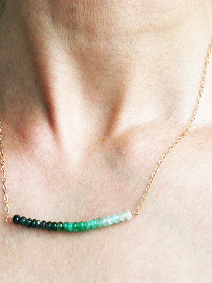Emerald Ombre Necklace | Green Necklace for wholesale by Laura Stark Designs