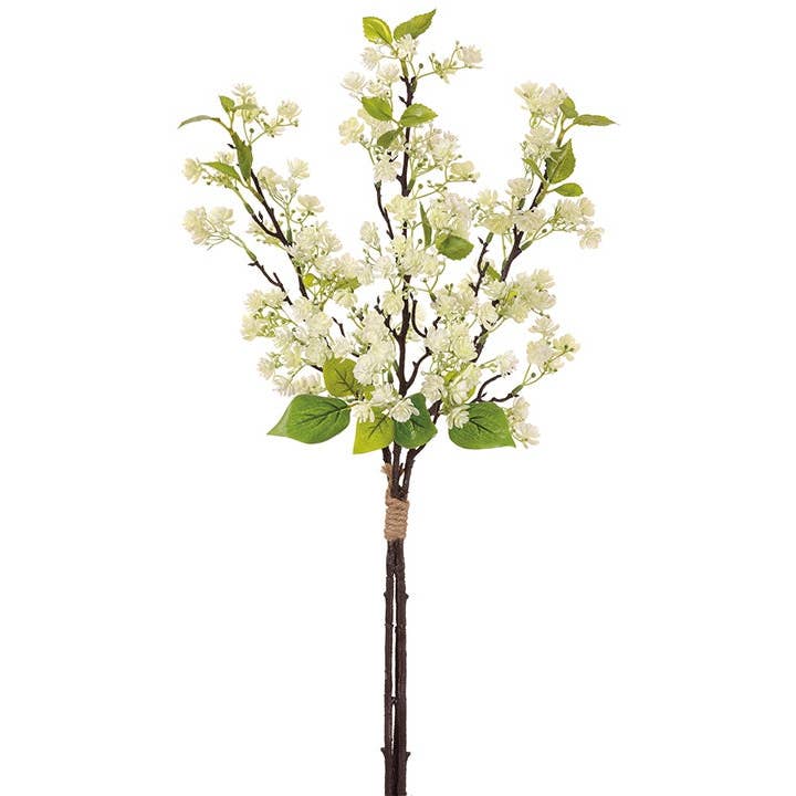 Will's Company - Wholesale Artificial Flowers - Mini White Flower Blossom Bundle Branch - 24"