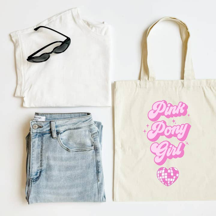 Mugsby - Wholesale Tote Bag - Women's - Pink Pony Girl Funny Tote Bag, Shoulder Bag, Book Bag
