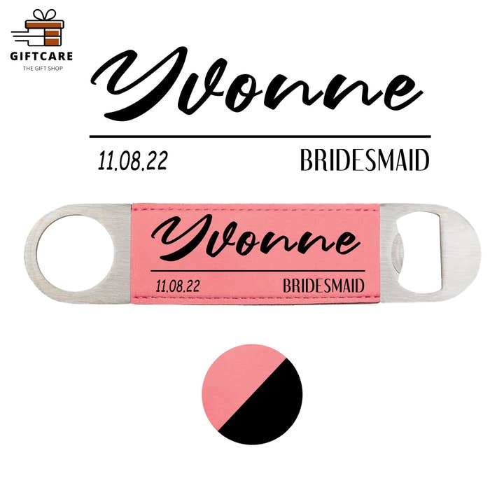 Abridor de botellas personalizado/llave de barra con monograma, regalo de fiesta para venta al por mayor de Laser Leatherette