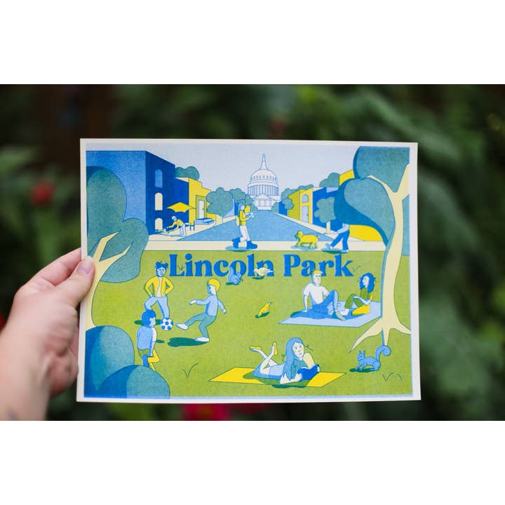 By Danielle Witten - Wholesale Art Print - Lincoln Park Risograph Art Print (Washington, D.C. Parks)3