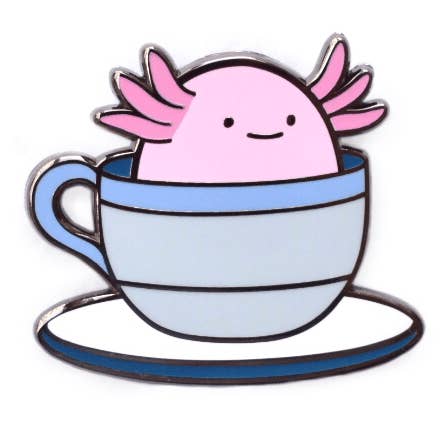 Axolotl Tea Cup Pin for wholesale by Tomato Tomago