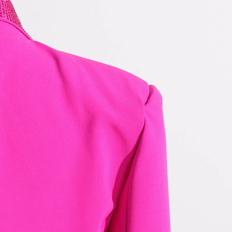 Productseeker - Vente Blazer – femme - BL067 Blazer rose à col en strass pour femmes8