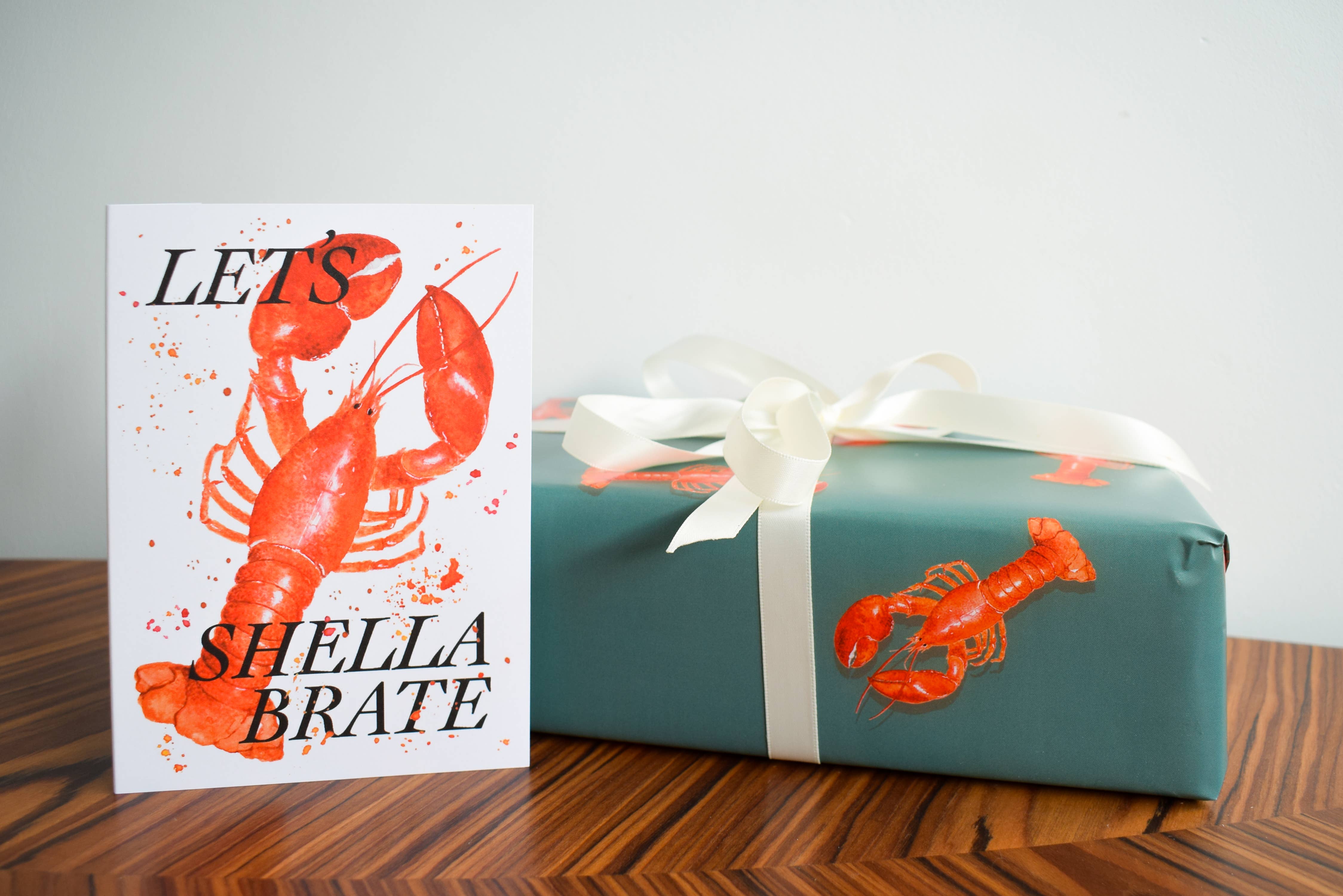 studio frewb - Wholesale Flat Wrap - Lobster gift wrap (teal) - single sheets 5