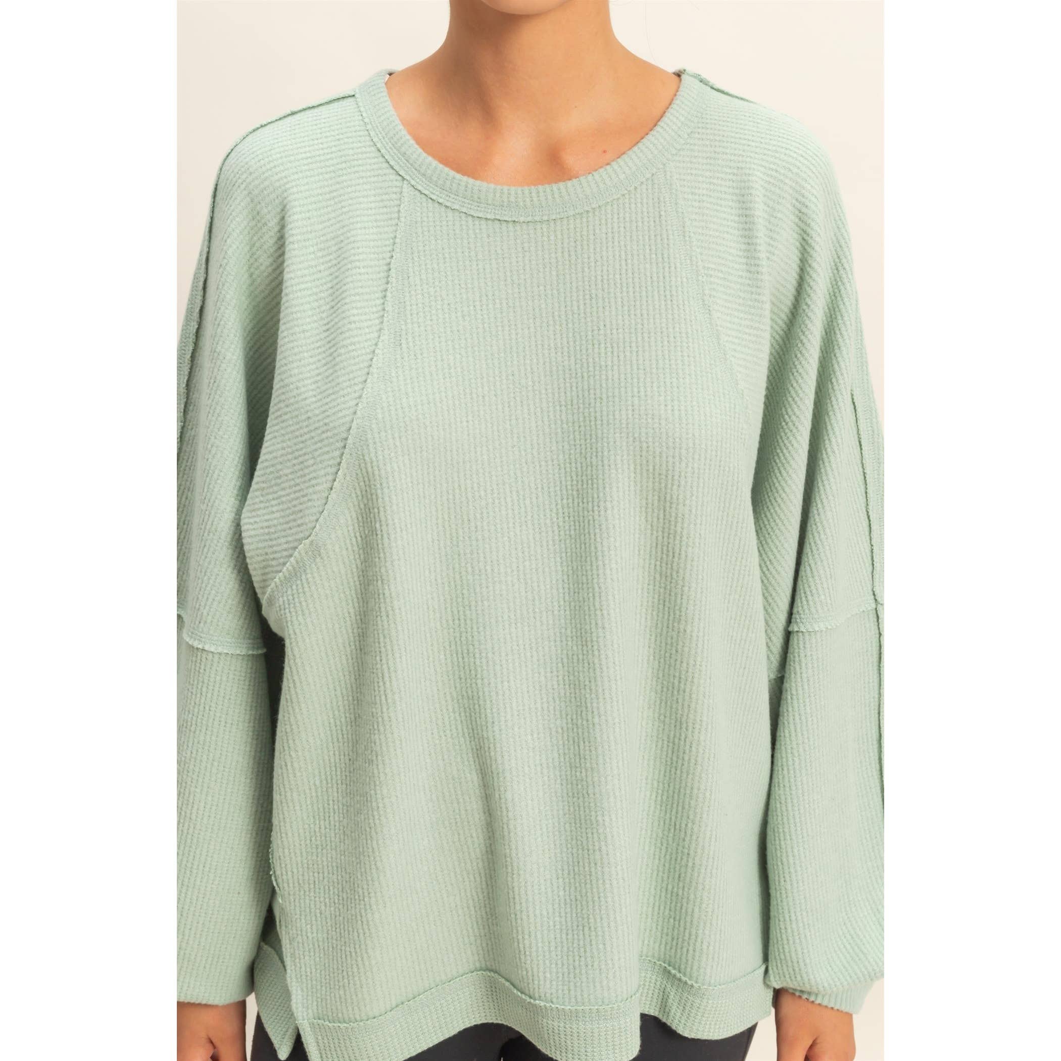 HYFVE - Vente Haut en maille – femme - Haut décontracté à manches longues en maille gaufrée brossée12