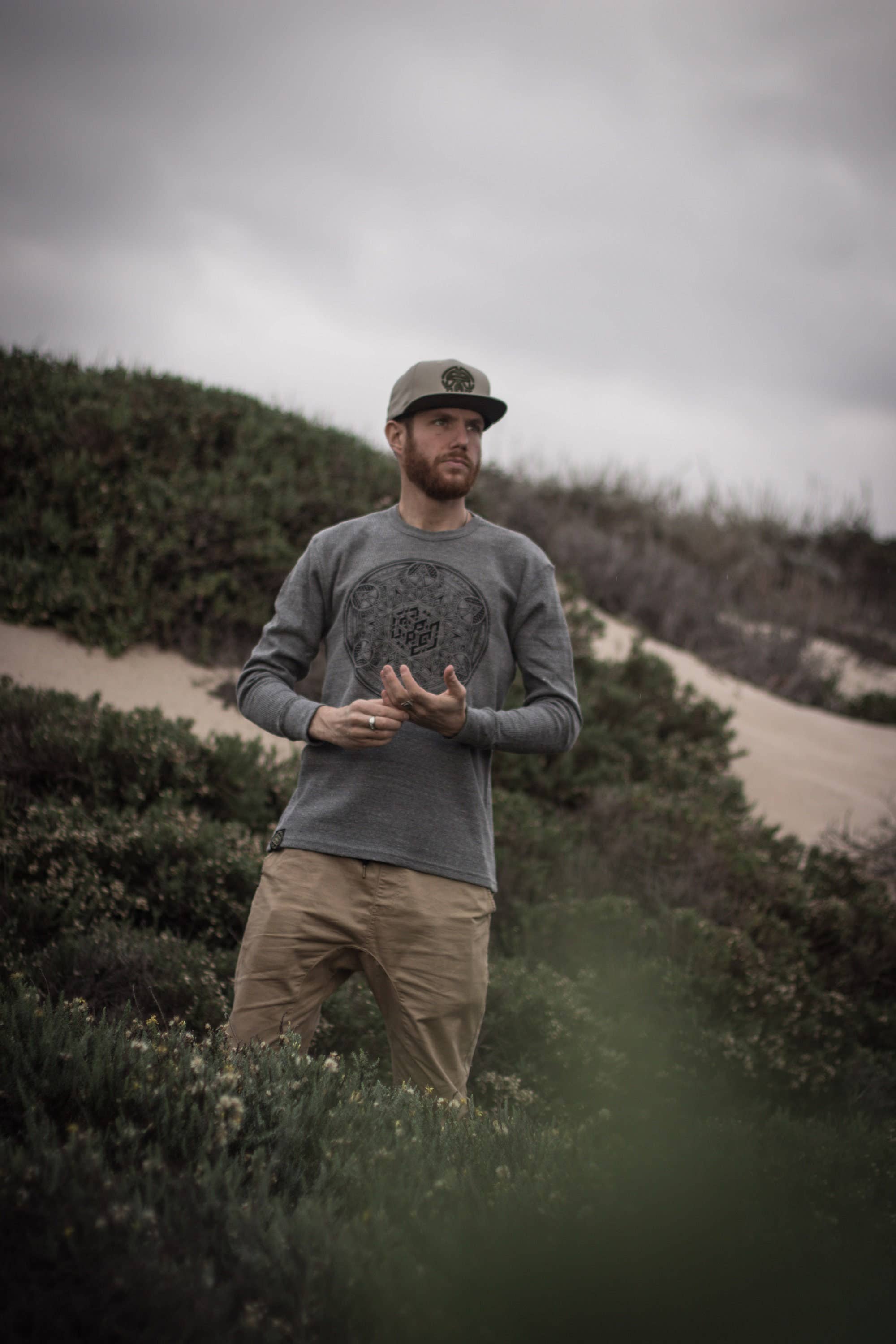 Sacred State Design - Wholesale Screen Printed T-Shirt - Men's - The Veil ~ Eco Thermal Sacred Geometry Design7