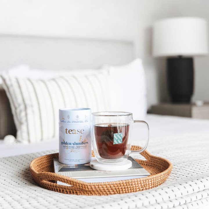Tease | Wellness Tea Blends + Accessories - Vendita all'ingrosso Tisane salutari e depurative - Golden Slumbers, adattogeno alla radice di valeriana, miscela di tè Superfood3