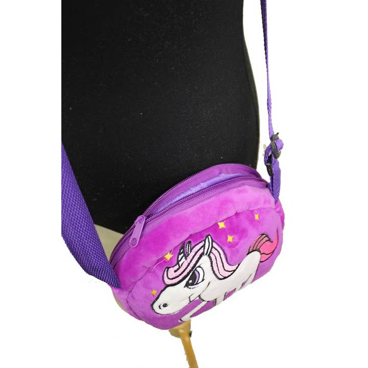 Cap Zone – wholesale Axelväska - Dam – Unicorn Broderade plysch runda Cross Body Väskor