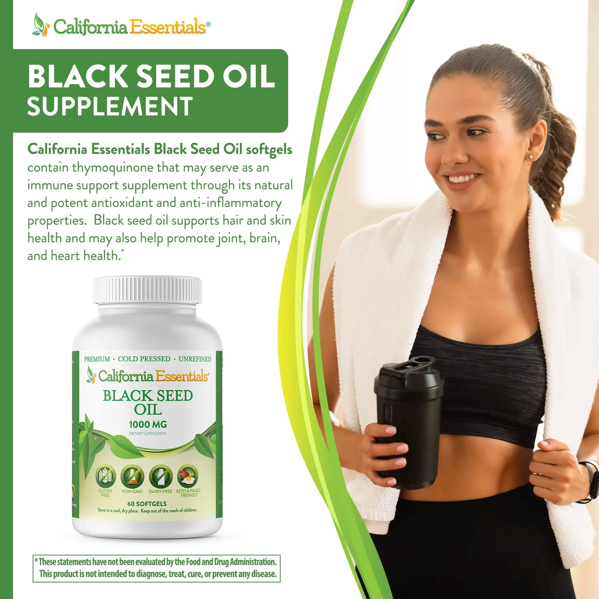 California Essentials - Wholesale Oral Supplement/Vitamin - Black Seed Oil Softgels - 1000mg Premium Cold Pressed3